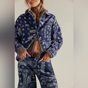 We The Free Opal Swing Printed Denim Jacket